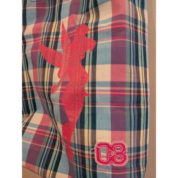 Exc RARE 2008 PATCH Disney Tote Bag TinkerBell Plaid Pink Multi Varsity Chenille main image 12